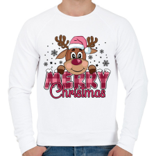 PRINTFASHION Pink rénszarvas - Férfi pulóver - Fehér férfi pulóver, kardigán
