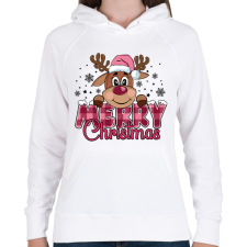 PRINTFASHION Pink rénszarvas - Női kapucnis pulóver - Fehér női pulóver, kardigán
