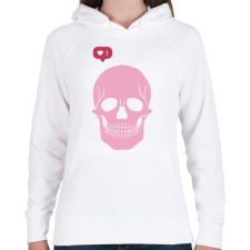 PRINTFASHION PInk Skull - Női kapucnis pulóver - Fehér női pulóver, kardigán