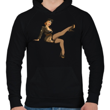 PRINTFASHION Pinup Army - Férfi kapucnis pulóver - Fekete férfi pulóver, kardigán