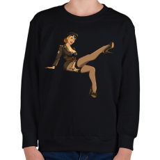 PRINTFASHION Pinup Army - Gyerek pulóver - Fekete