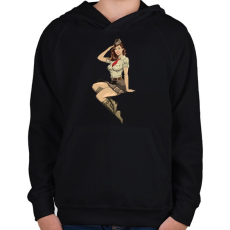 PRINTFASHION Pinup Salute - Gyerek kapucnis pulóver - Fekete