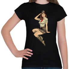 PRINTFASHION Pinup Salute - Női póló - Fekete