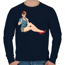 PRINTFASHION Pinup Wink - Férfi pulóver - Sötétkék férfi pulóver, kardigán