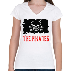 PRINTFASHION pirates - Női V-nyakú póló - Fehér