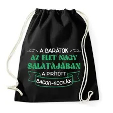 PRINTFASHION Pirított bacon-kockák - Sportzsák, Tornazsák - Fekete tornazsák