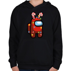 PRINTFASHION Piros among us karácsonyi égőkkel - Gyerek kapucnis pulóver - Fekete