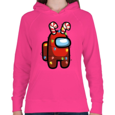 PRINTFASHION Piros among us karácsonyi égőkkel - Női kapucnis pulóver - Fukszia női pulóver, kardigán