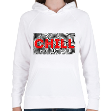 PRINTFASHION Piros CHILL - Női kapucnis pulóver - Fehér női pulóver, kardigán