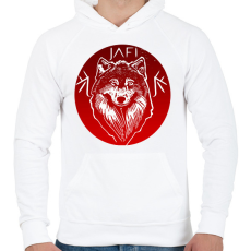 PRINTFASHION piros farkas - Férfi kapucnis pulóver - Fehér