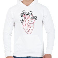 PRINTFASHION piros&fekete 1 - Férfi kapucnis pulóver - Fehér férfi pulóver, kardigán