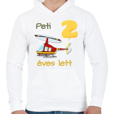 PRINTFASHION Piros helikopter - Névvel, számmal - Férfi kapucnis pulóver - Fehér női pulóver, kardigán