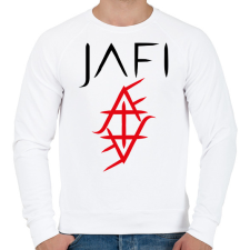 PRINTFASHION piros jellel spékelt jafi - Férfi pulóver - Fehér férfi pulóver, kardigán