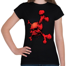 PRINTFASHION piros koponya - Női póló - Fekete női póló