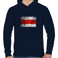 PRINTFASHION Piros sáv minimál - Férfi kapucnis pulóver - Sötétkék