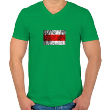 PRINTFASHION Piros sáv minimál - Férfi V-nyakú póló - Zöld férfi póló