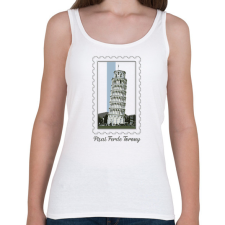 PRINTFASHION Pisai Ferde Torony - Női atléta - Fehér női trikó