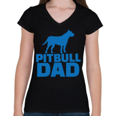 PRINTFASHION Pitbull apa - Női V-nyakú póló - Fekete