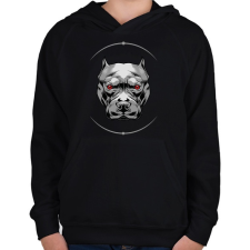 PRINTFASHION Pitbull fej - Gyerek kapucnis pulóver - Fekete gyerek pulóver, kardigán