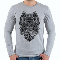 PRINTFASHION Pitbull - Férfi hosszú ujjú póló - Sport szürke