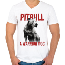 PRINTFASHION Pitbull - Férfi V-nyakú póló - Fehér férfi póló