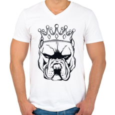 PRINTFASHION Pitbull király - Férfi V-nyakú póló - Fehér