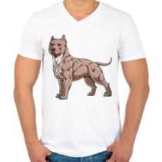 PRINTFASHION Pitbull kutya - Férfi V-nyakú póló - Fehér