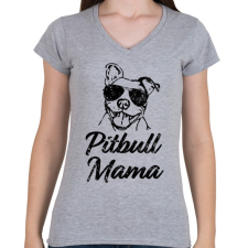 PRINTFASHION Pitbull mama - Női V-nyakú póló - Sport szürke női póló