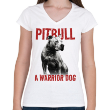 PRINTFASHION Pitbull - Női V-nyakú póló - Fehér női póló