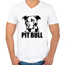 PRINTFASHION pitbull-png-273352 - Férfi V-nyakú póló - Fehér férfi póló