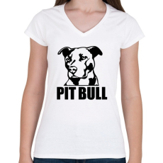 PRINTFASHION pitbull-png-273352 - Női V-nyakú póló - Fehér