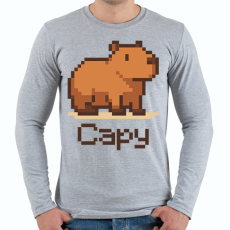 PRINTFASHION Pixel capy - Férfi hosszú ujjú póló - Sport szürke