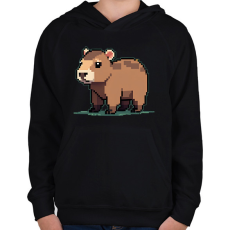PRINTFASHION pixel capybara - Gyerek kapucnis pulóver - Fekete
