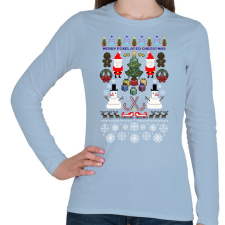 PRINTFASHION Pixel Karácsony - Női hosszú ujjú póló - Világoskék női póló