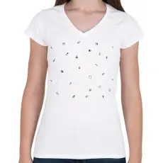 PRINTFASHION Pixel - Női V-nyakú póló - Fehér