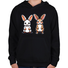 PRINTFASHION pixel nyuszik - Gyerek kapucnis pulóver - Fekete