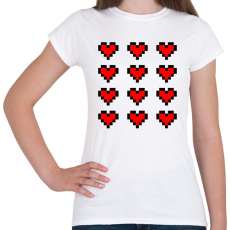 PRINTFASHION Pixel szívek - Női póló - Fehér