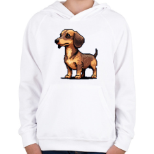 PRINTFASHION pixel tacskó - Gyerek kapucnis pulóver - Fehér gyerek pulóver, kardigán