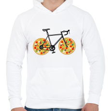 PRINTFASHION Pizza bicikli - Férfi kapucnis pulóver - Fehér