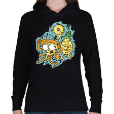 PRINTFASHION Pizza és az ananász - Női kapucnis pulóver - Fekete női pulóver, kardigán