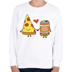 PRINTFASHION Pizza és sör - Gyerek pulóver - Fehér