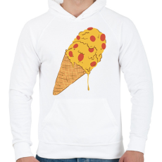 PRINTFASHION Pizza fagyi - Férfi kapucnis pulóver - Fehér