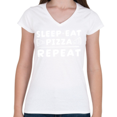 PRINTFASHION Pizza fanatikus - Női V-nyakú póló - Fehér