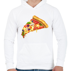 PRINTFASHION Pizza  - Férfi kapucnis pulóver - Fehér