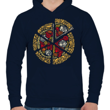PRINTFASHION Pizza - Férfi kapucnis pulóver - Sötétkék férfi pulóver, kardigán
