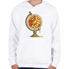 PRINTFASHION Pizza földgömb - Gyerek kapucnis pulóver - Fehér