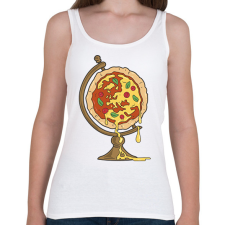 PRINTFASHION Pizza földgömb - Női atléta - Fehér női trikó