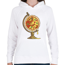 PRINTFASHION Pizza földgömb - Női kapucnis pulóver - Fehér női pulóver, kardigán