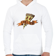 PRINTFASHION Pizza Forever - Férfi kapucnis pulóver - Fehér