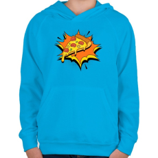 PRINTFASHION Pizza forever - Gyerek kapucnis pulóver - Azúrkék